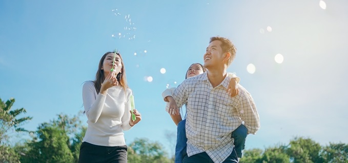 Blowing bubbles in the sky